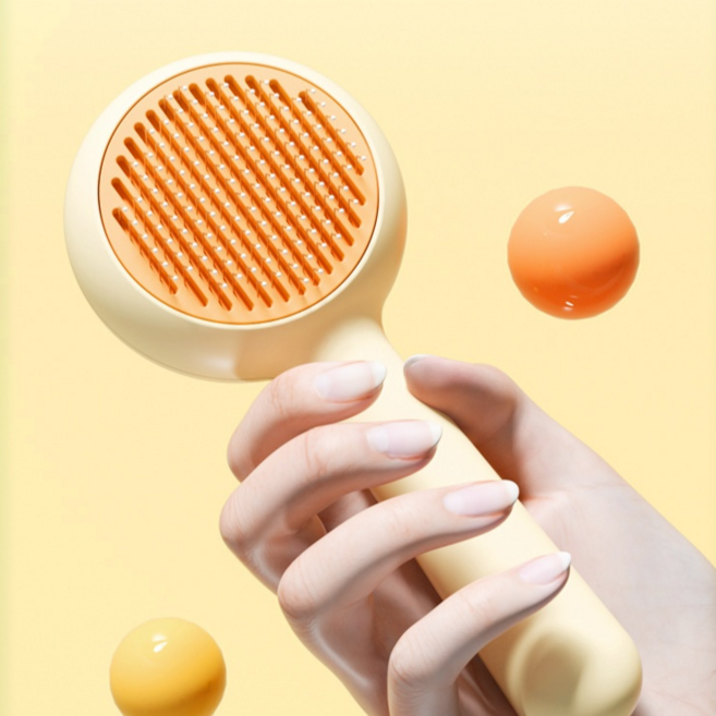 Hengcang애견 셀프 청소 빗 목욕 브러시, 1개, 크림색의