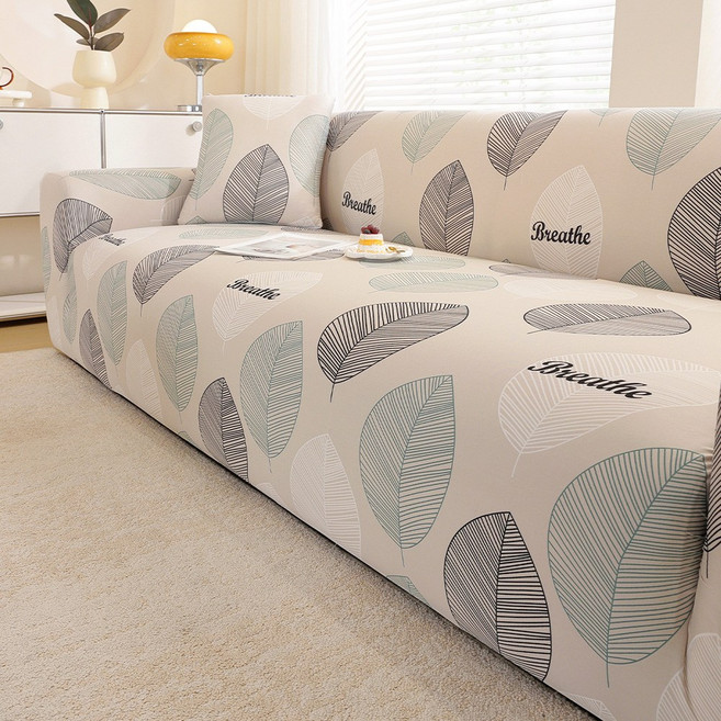 코팅블루 먼지없는 알러지케어 고스판 쇼파커버 세트, 1개, 02.크림리프