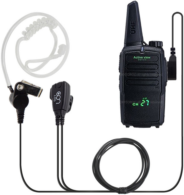 생활무선국 KR-F1/KH-200 무전기 호환 이어폰 로그 IN8000T 이어마이크 인이어 리시버 켄우드2핀