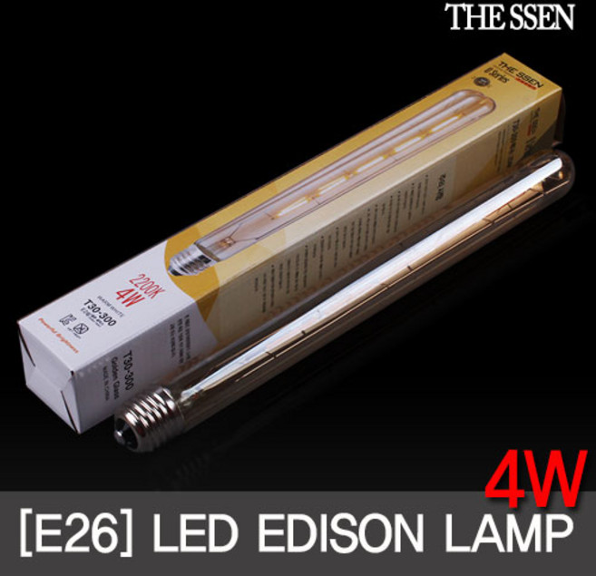 LED에디슨전구 4W 롱타입 E26 (T30 300mm) 디자인램프 THE SSEN, 전구색, 1개