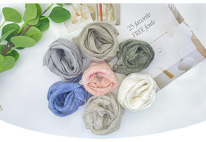 국산 삼각 린넨 에티켓 스카프 봄 여름 마 스카프 엠보 쁘띠 무지 간절기 여성 명절 선물