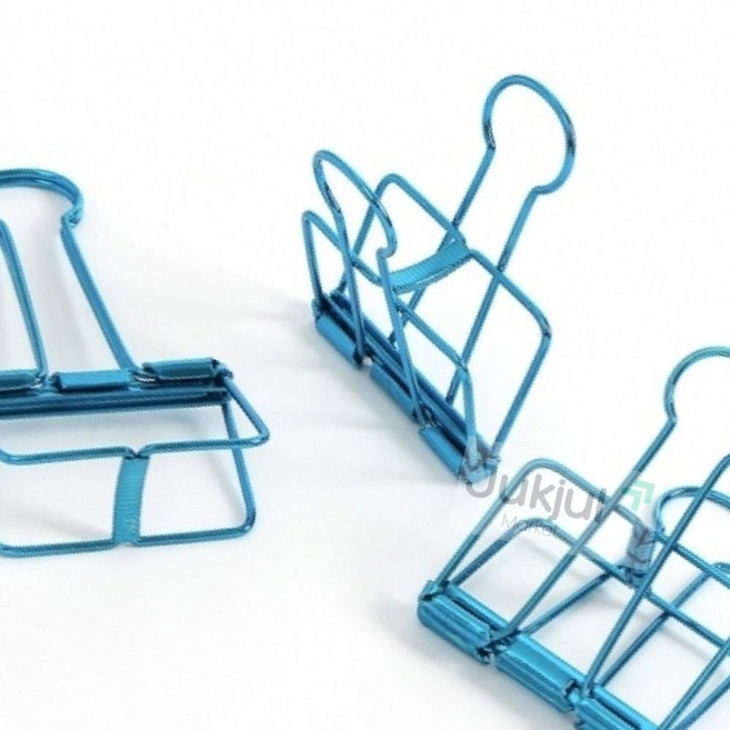 적절상회 철제 더블 클립 3개입 5cm 블루