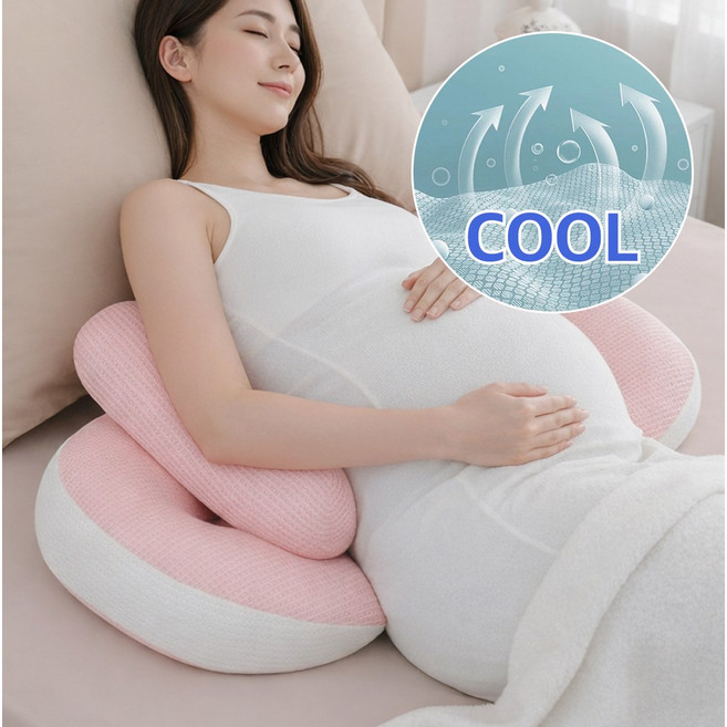 카이로스온 힐링 임산부 베개 허리 쿠션 바디필로우, 핑크