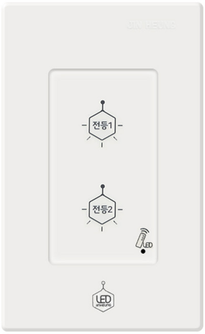 진흥 V터치 리모컨스위치 2구 화이트, 1개