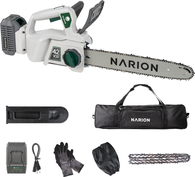 나리온 42V 35cm 무선 체인톱 충전식 전기톱 전동톱, 1개, 4.0Ah 배터리 세트