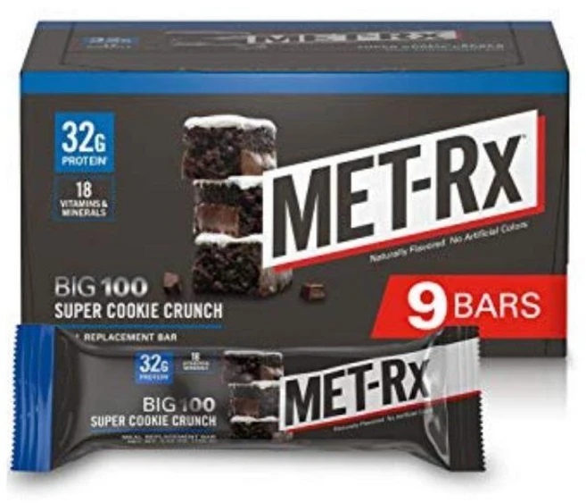 MET-Rx 콜로설 단백질 바 슈퍼 쿠키 크런치 9개입 32g 단백질 식사대용, 9 Count (Pack of 1), 1개 - 쿠팡