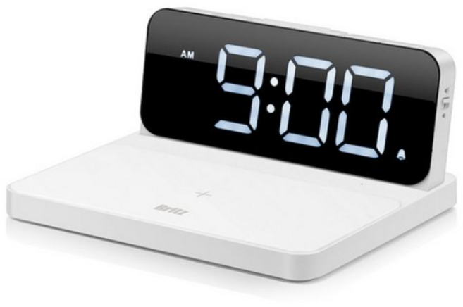 브리츠 탁상용 시계 겸용 무선 충전기 BZ-T100WC, 화이트콤비, 1개