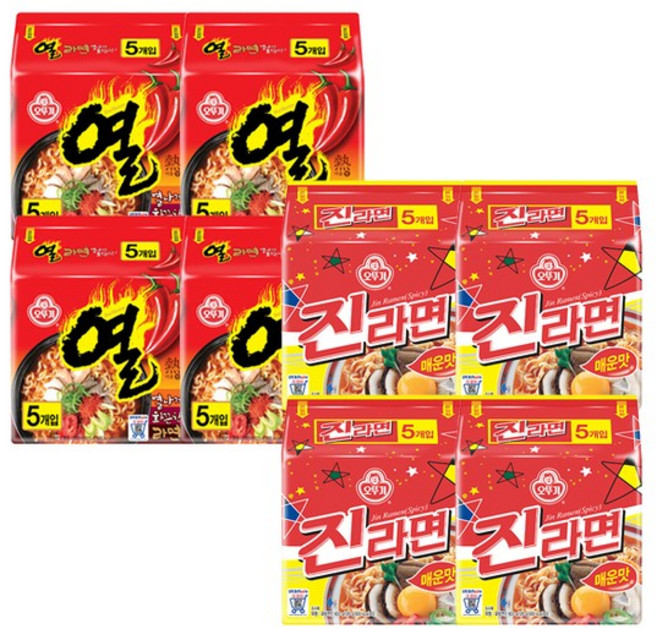 진라면 20봉 + 열라면 20봉, 진라면 40봉, 40개