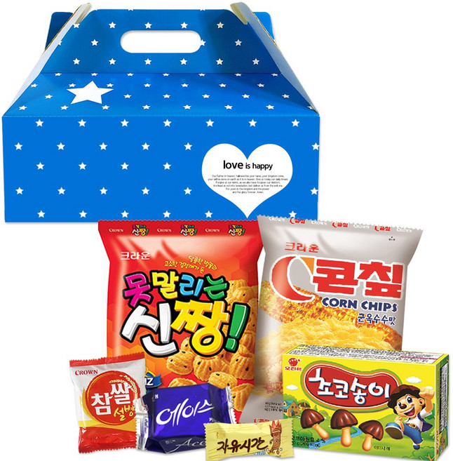 행복장바구니 과자선물세트, 10.파란별손잡이E, 1개