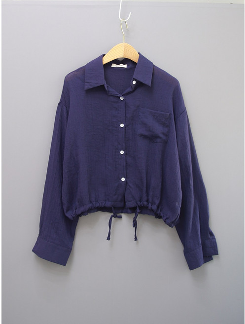 래미하우스 (44-88) 여름 장마철 휴양지 아우터핏 루즈핏 시스루 롤업 스트링 거즈셔츠