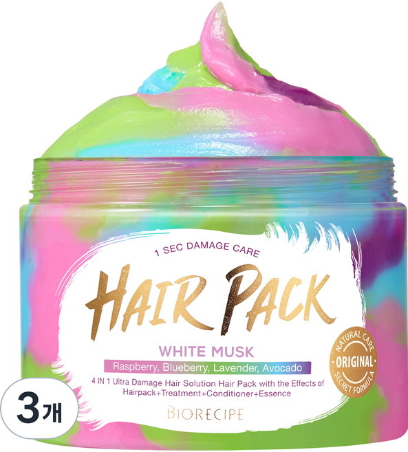 바이오레시피 1초 데미지케어 4 In 1 system 헤어팩, 300g, 3개