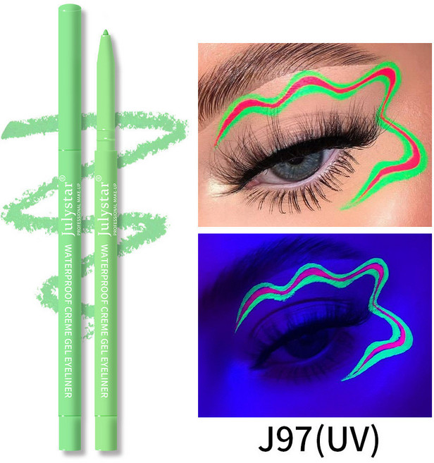 Julystar 彩色UV螢光眼線膠筆 防水防油不暈染 珠光眼線筆, 1個, 銷售，購買等同默認公司免責申明）