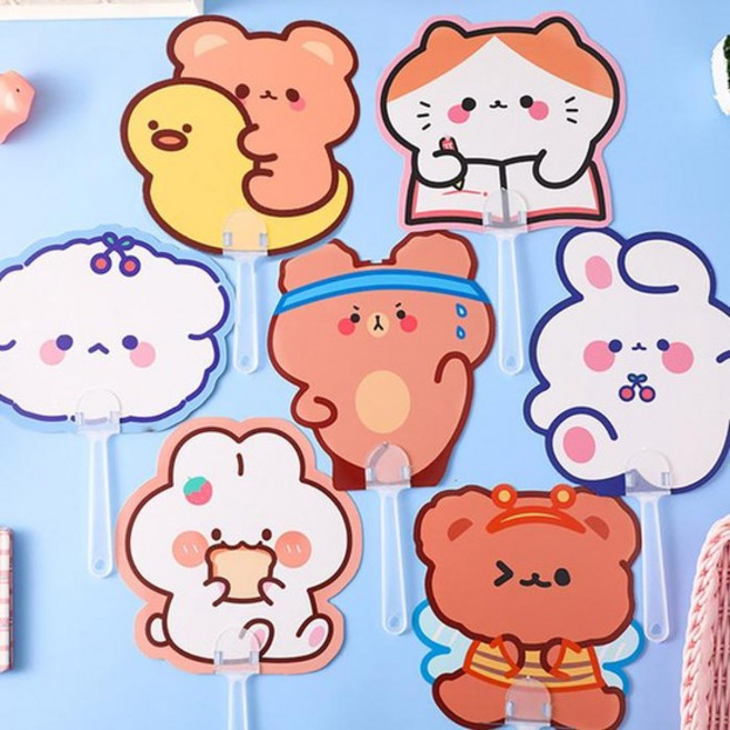 양면 미니 손부채 휴대용 캐릭터 부채 S12776, 체리 토끼, 1개