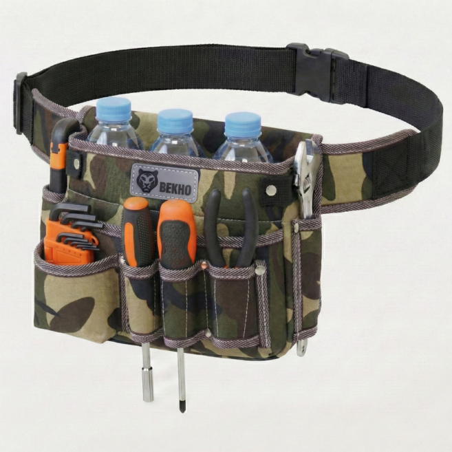 백호 튼튼한 8포켓 허리 공구 작업 벨트, 1개