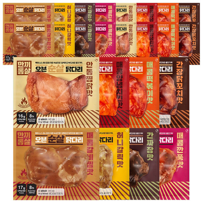 한끼통살 오븐 순살 닭다리 전체 혼합 24개입, 100g, 24개