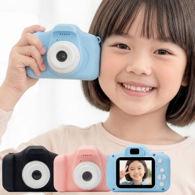 도파밍 어린이 키즈 미니 디지털 카메라 + SD카드 16GB, DPM-24001BL