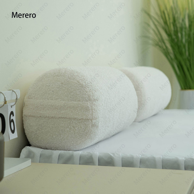 Merero 원형 바디필로우 대형 롱쿠션 누빔 일자형 바디필로우, 화이트