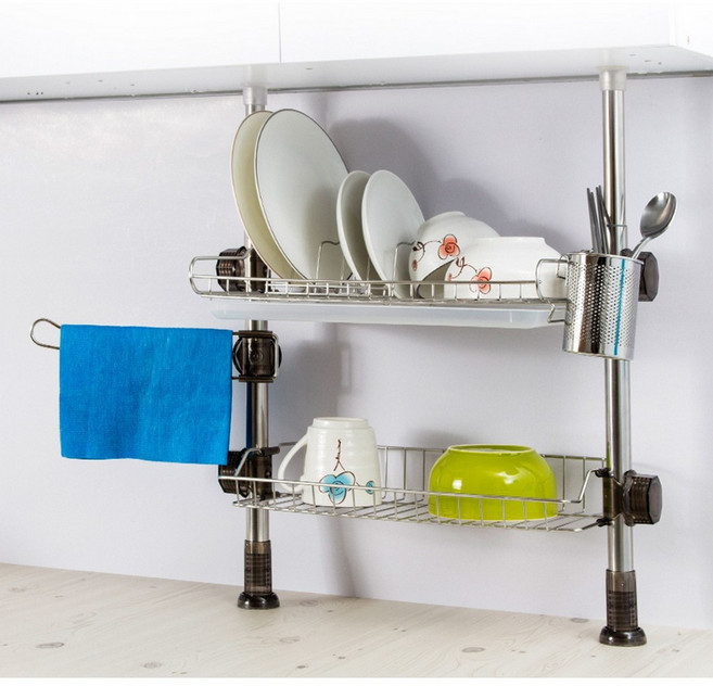 DAMDA 기둥 설치형 식기건조대 씽크선반 무타공, 1개, 400, 2단