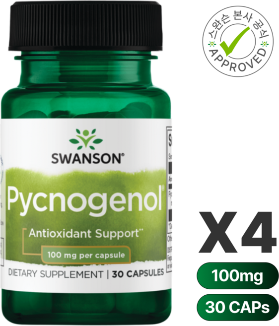 스완슨 피크노제놀 100 mg 30 캡슐, 30정, 4개