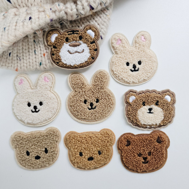 뽀글이 토끼 곰돌이 호랑이 와펜 의류 악세사리 가방 패치