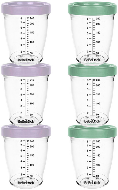 베베락 아이와 트라이탄 이유식용기 240ml (3+3개입), 1세트, 아이와 트라이탄 240ml(라벤더3P+딥그린3P), 1ml