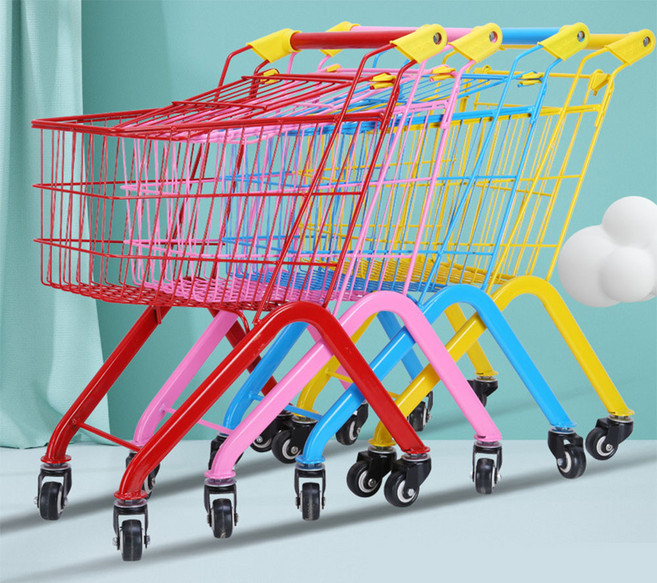 fooi 유아 쇼핑카트 철제 어린이용 카트 마트놀이 장난감카트, 레드, 1개