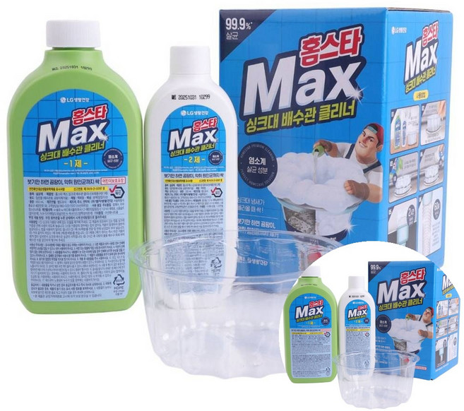 홈스타 맥스 싱크대 배수관 클리너 찌든때 제거 강력 세정 500ml 3개 주방 배수구 막힘 해결 kim+63714BV