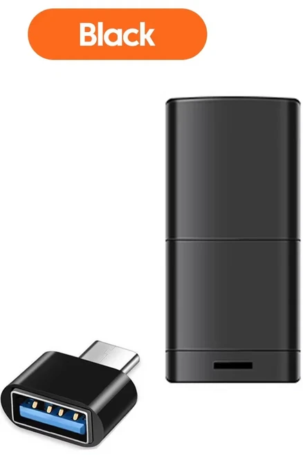 USB2.0 미니 마이크로 SD 카드 고속 메모리 리더기 (TF 슬롯 포함 최대 2TB 호환) 휴대용 어댑터, 02 USBTF Type-C Black