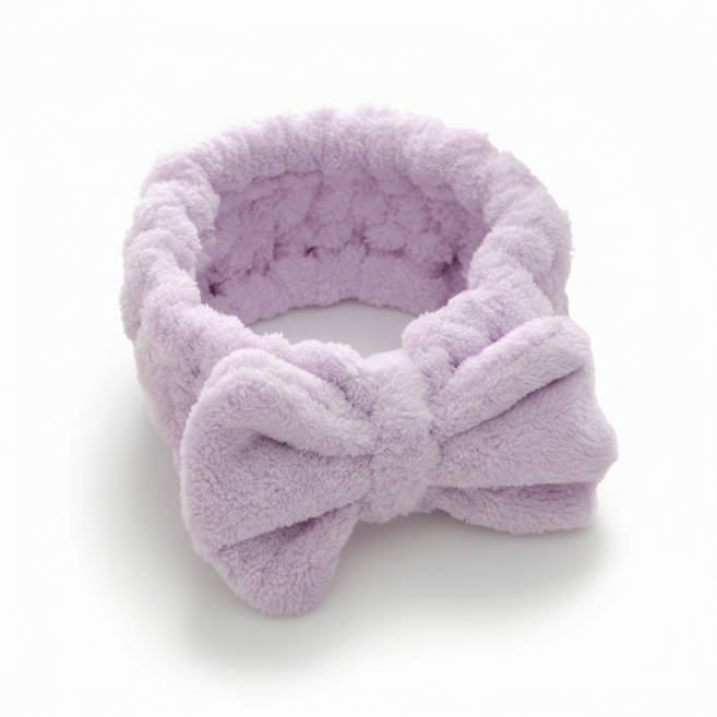 클레어라 리본 세안밴드 2개입 샤워 헤어밴드 세수 벤드 머리띠, 1세트, 연보라