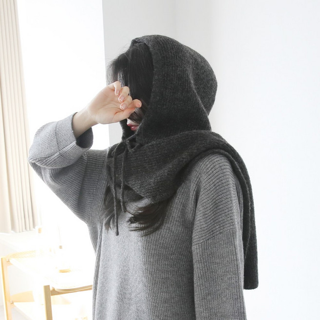 제니트 여성 귀염뽀짝 바라클라바 니트 후드 목도리 넥워머