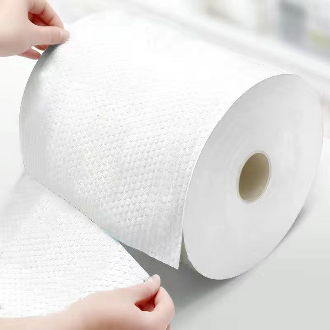 廚房紙巾 一次性抹布 乾濕兩用 拋棄式抹布 百潔布 吸油吸水 擦手紙 濕巾紙 洗碗巾 懶人抹布, 1個, 超大卷純白,50片裝【20*20cm】 1捲