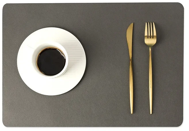 북유럽 더블 레이어 가죽 테이블 매트 내열 플레이스 절연 방수 내유성 홈 호텔 장식, 43x30cm(1Pc), 06 Dark Gray, 1개