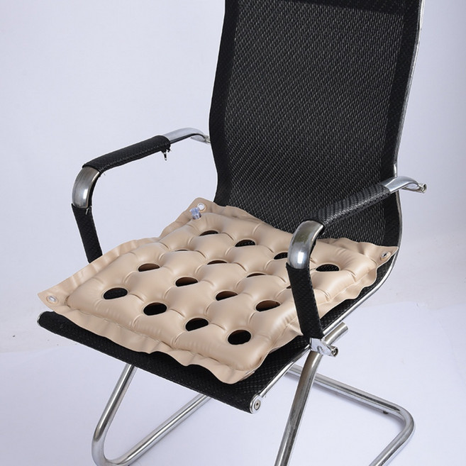 올리덴 휴대용 에어방석+에어펌프 증정 엉덩이 통풍 꼬리뼈 보호 여행용 기내용, 16홀 베이지