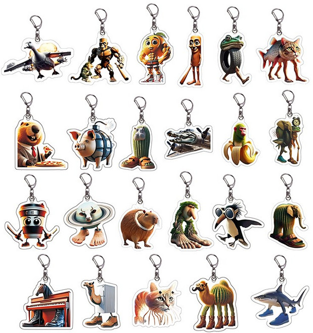 로앤제이 이탈리안 브레인롯 아크릴 키링, 1개, 23종 세트