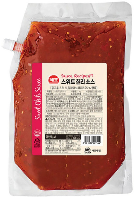 사조 스위트 칠리소스 2kg, 사조해표 사조 스위트 칠리소스 2kg, 1개
