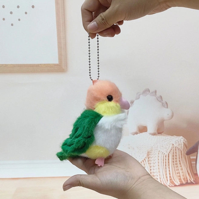 헤일리마켓 앵무새 키링 새인형 봉제인형 가방꾸미기 백참 열쇠고리 에어팟 장식, 오렌지그린, 1개