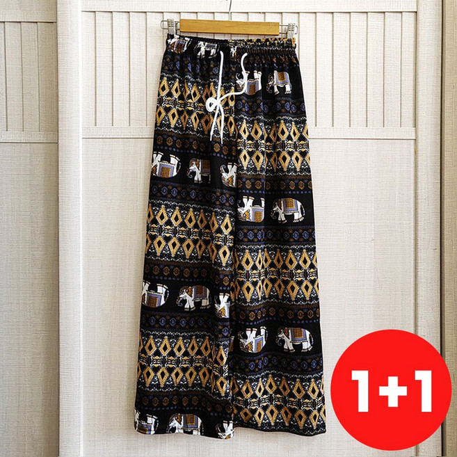 쿨쉐어 1+1 아이스 냉장고 코끼리 바지 고무줄 밴딩 여름 쿨 팬츠 몸빼 홈웨어