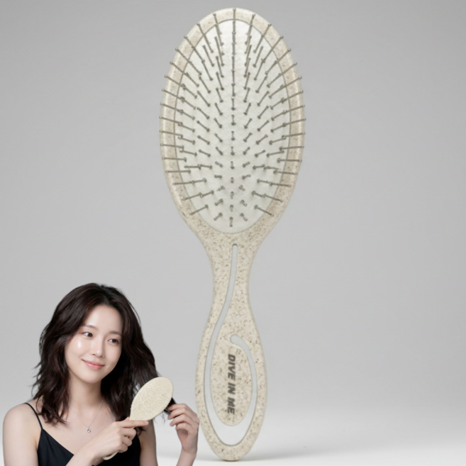 다이브인미 스칼프 볼륨업 엉킴방지 실타래 패들 브러쉬, 1개, 아이보리샌드