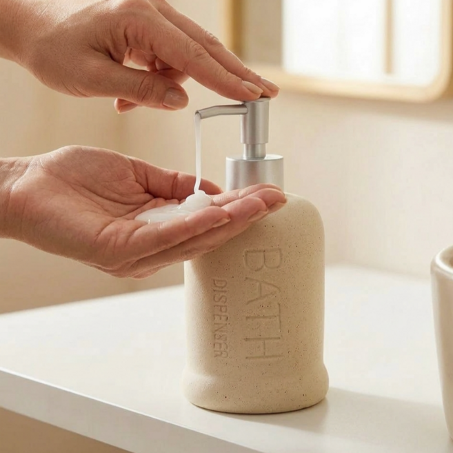 엘리무아 배스 스톤 욕실디스펜서 주방디스펜서, 1개, 베이지