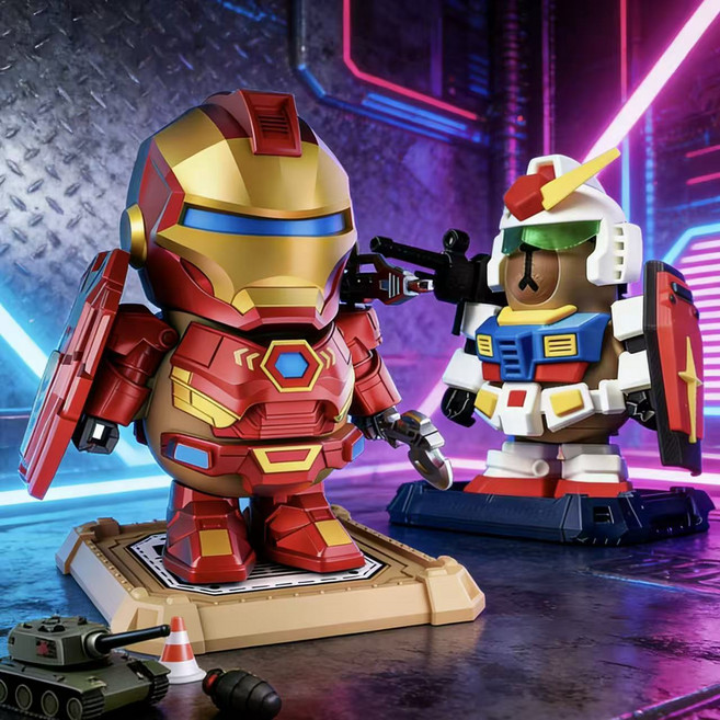卡皮巴拉磁吸公仔 鋼鐵俠 特種兵機甲造型, 1個, 兩個裝【鋼鐵俠 特種兵機甲】共30件裝備+2底座