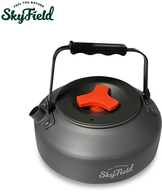 스카이필드 백패킹 주전자 0.7L(국산) SF-KT-018 / 캠핑 경질 알루미늄 티포트 식기 차박 미니 경량 감성 커피, 블랙, 1개