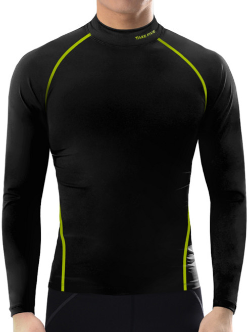 테이크파이브 남자 기능성 긴팔 머슬핏 스포츠이너웨어 블랙 그린라인
