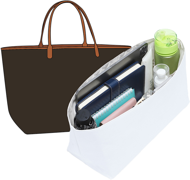 이너백 가방속 정리 이너백 백인백 초경량 듀폰 종이 수납백 PM/GM 토트백에 적합 물컵 스판 포켓과 YKK 지퍼 포켓 포함