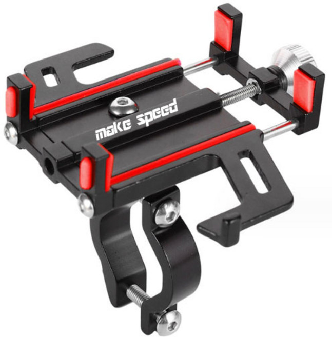 make speed 알루미늄 자전거 스마트폰 거치대, 1개, 레드