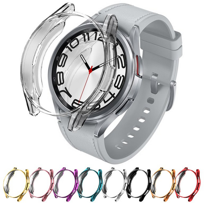 루아르모 갤럭시 워치6 클래식 커버 보호 케이스, 실버, 1개