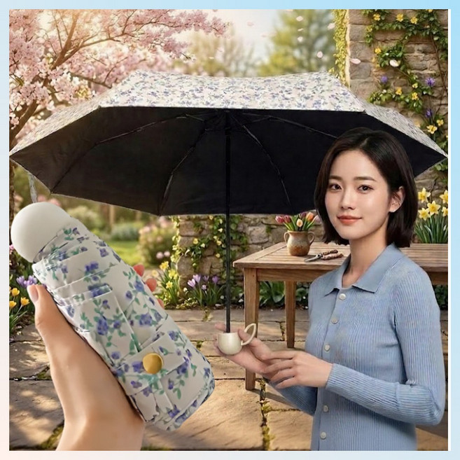 마태온 일본식 꽃무늬 양산 우산 암막 UV차단 초경량 발수 우양산