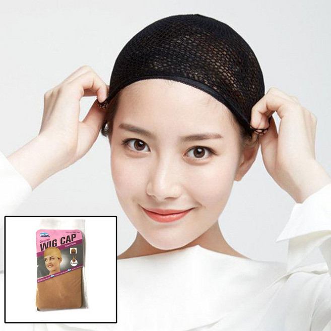 미즈코스 가발 착용망 머리망 머리 고정 망사 두건, 2개, 막힌것 브라운