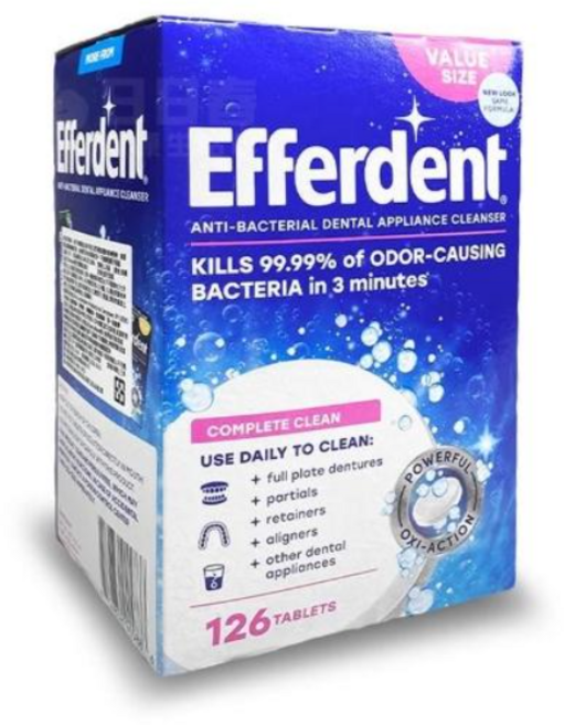 Efferdent 假牙清潔錠 126錠, 1個, 126個裝