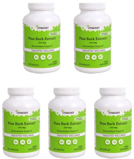 비타코스트 폴리페놀 95% 표준화 소나무 껍질 추출물 100mg 캡슐 300정, 5개 - 쿠팡