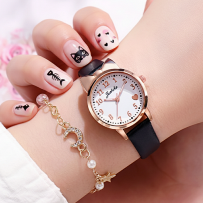 어썸H 패션 손목 시계 리본 하트 심플 큰 숫자 디자인 여학생 캐주얼